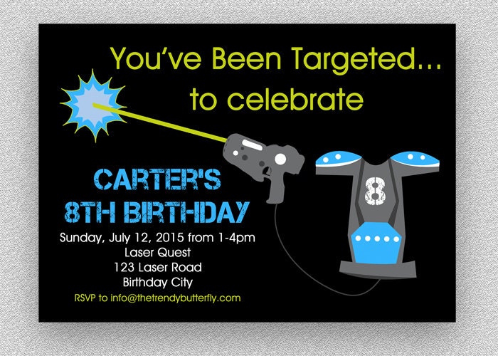 Laser Tag Invitation, Battle Birthday Party, Invite, Game On Indoor Invitation , Party