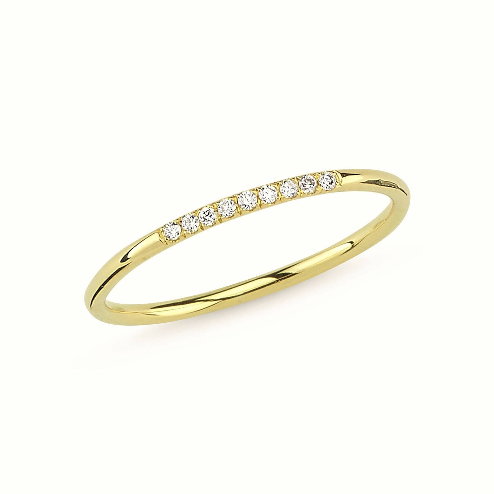 Thin Minimalist Diamond Ring, Multi Stone 14K Solid Gold Stacking Small Engagement Unique Gift For Moms