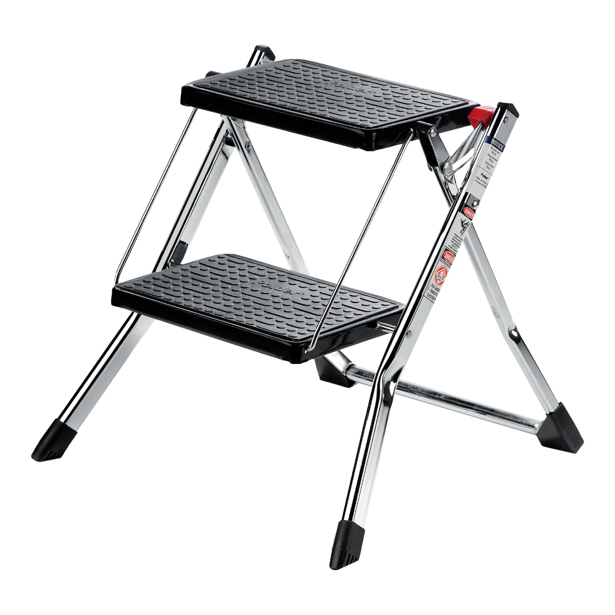 Black and Chrome Non Skid Step Stool: Silver by World Market