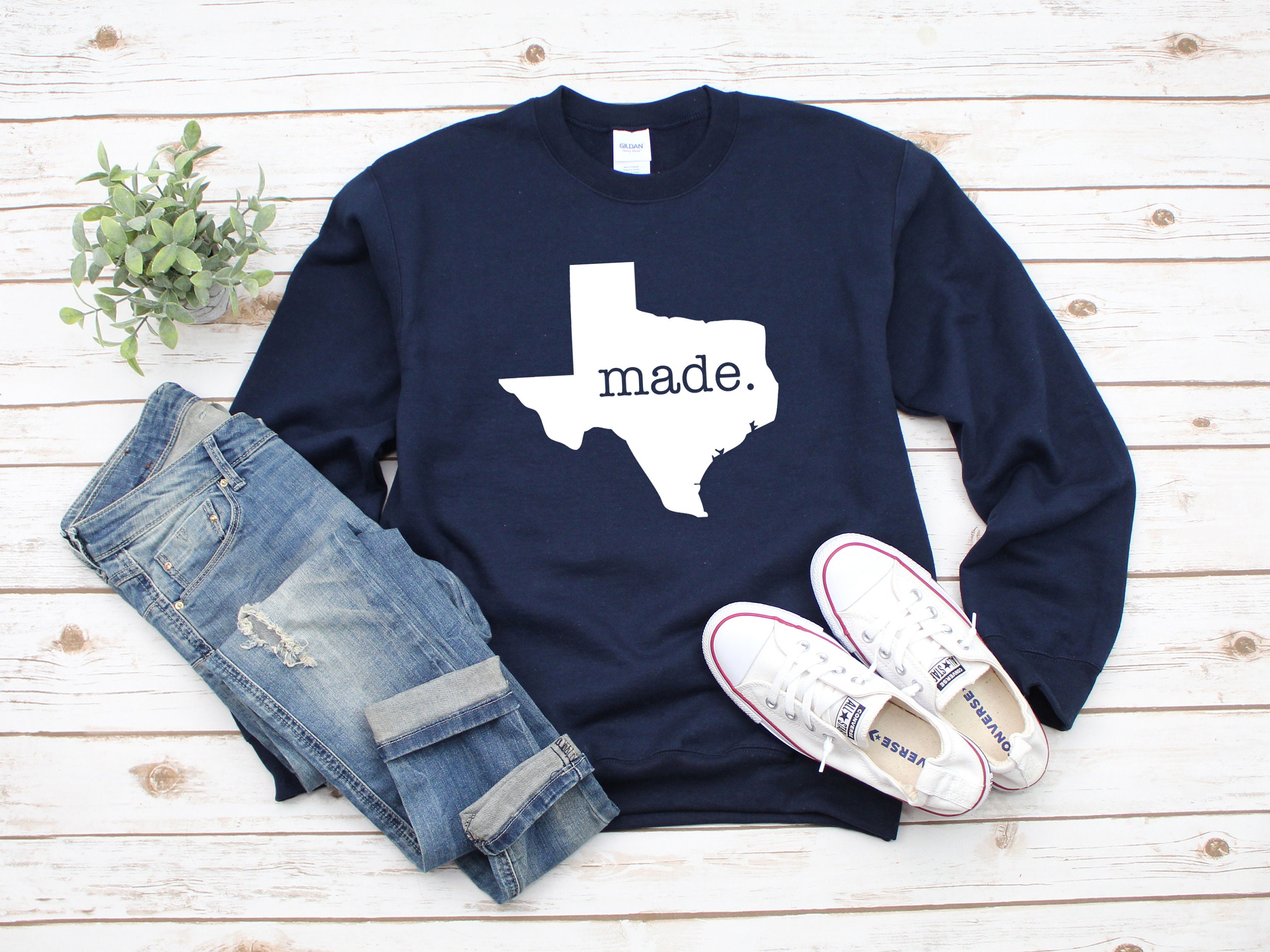 Texas Made Heavy Blend Crewneck Sweatshirt, in Sweater, State Crew Gift For Him, Texan