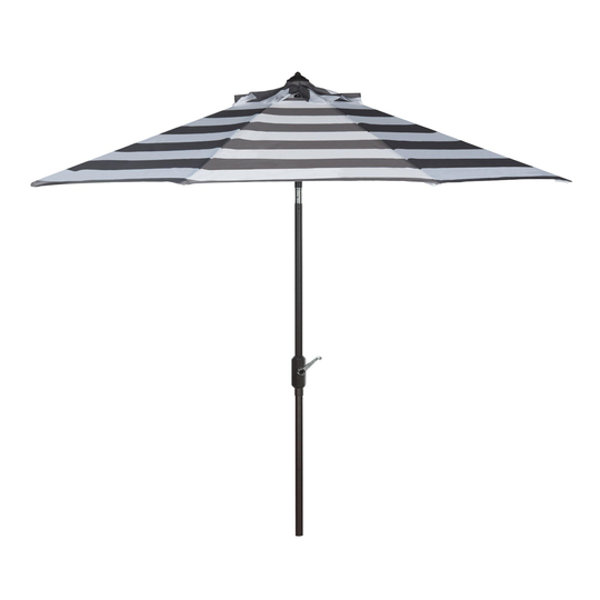 Striped 9 Ft Tilting Patio Umbrella: Gray/White - Fabric by World Market