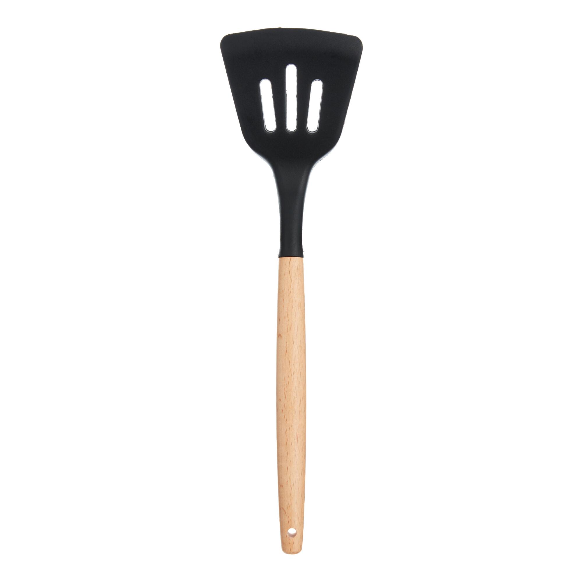 Black Silicone Slotted Turner With Wood Handle by World Market