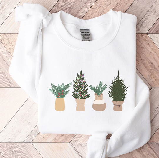 Christmas Tree Sweatshirt, Cute Tree, Gift Idea, Merry & Bright Sweater, Gift, Holiday Apparel
