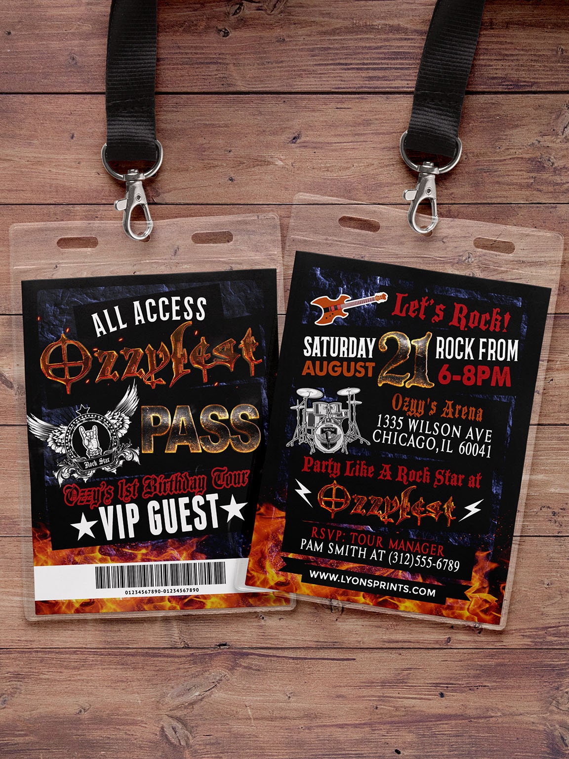 Vip Pass, Backstage Pass, Concert Ticket, Birthday Invitation, Any Age, 40Th, 30Th, 21St, 50Th, Party Favor, Lanyard, Rock Star, Heavy Metal