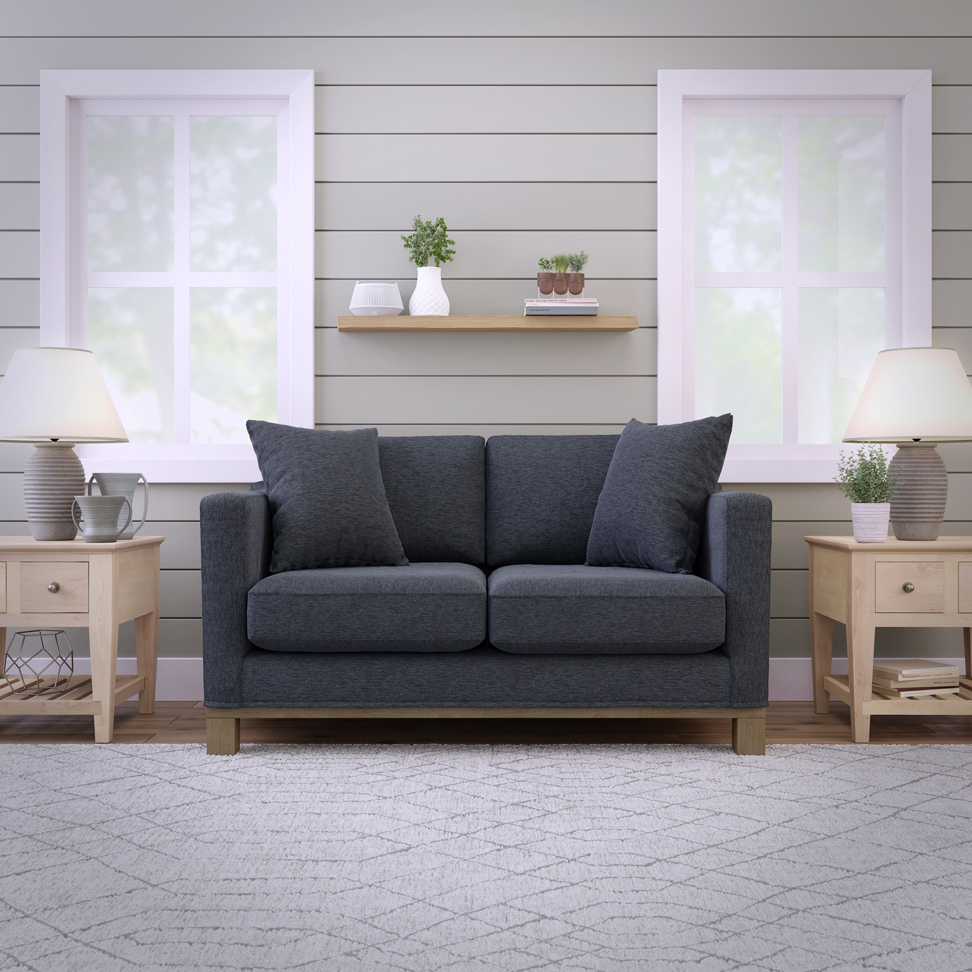 Brookside Kay Modern Navy Polyester/Blend Loveseat in Blue | BS0002LVS00NV