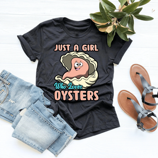Just A Girl Who Loves Oysters Shirt, Oyster Lover Gift, V-Neck, Tank Top, Sweatshirt, Hoodie