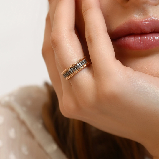 14K Solid Gold/Rose Ring Natural Diamond Wedding Band Gifts For Her Anniversary Handmade Jewelry