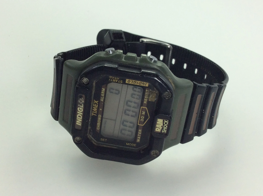 Vintage Timex Wrist Watch Indiglo Ram Shock Green Black Working Condition Used
