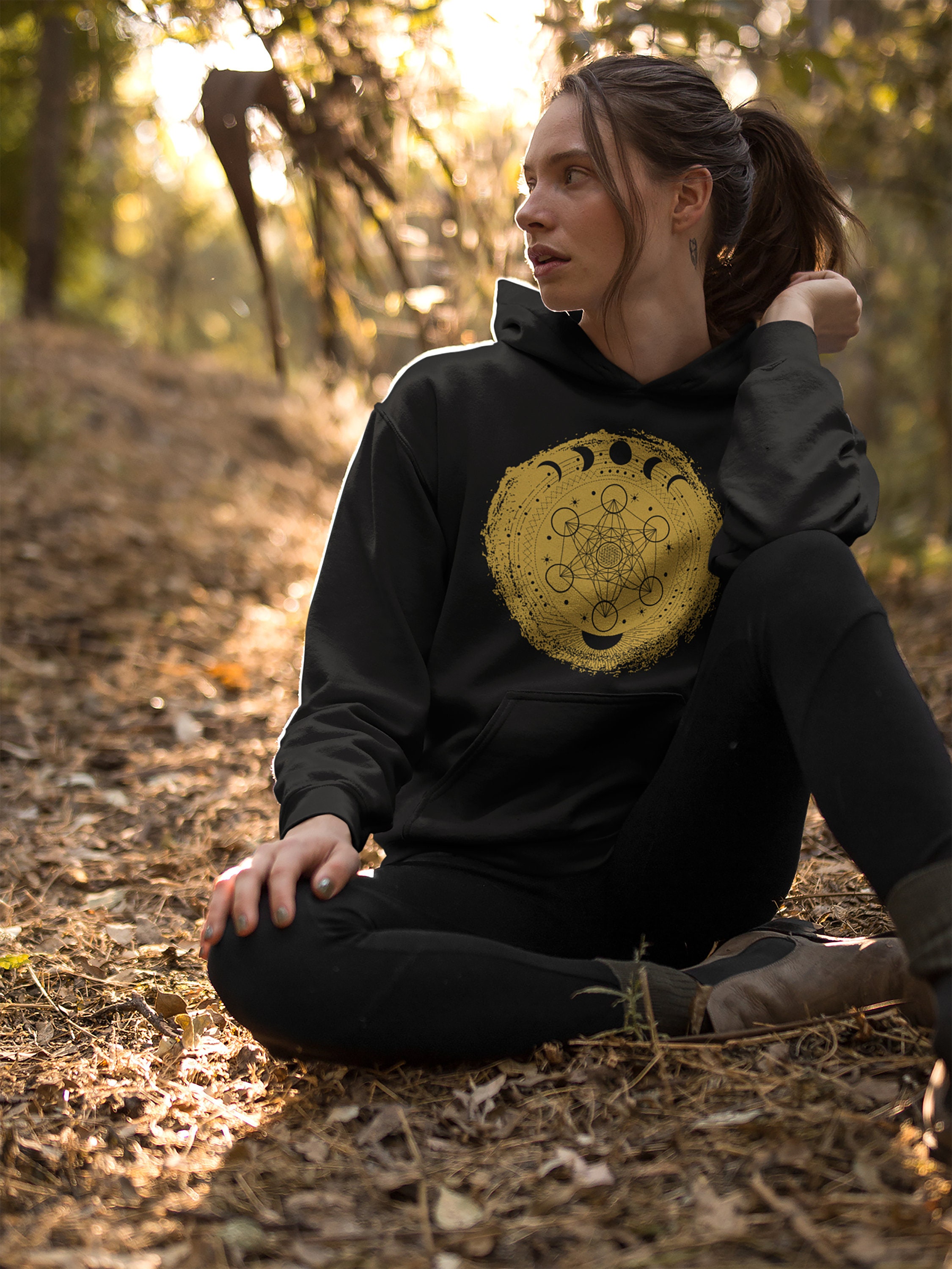 Metatron's Cube | Heavy Blend Crewneck Sweatshirt/Hoodie Sacred Geometry Moon Phases Flower Of Life Spirituality Christmas Gift