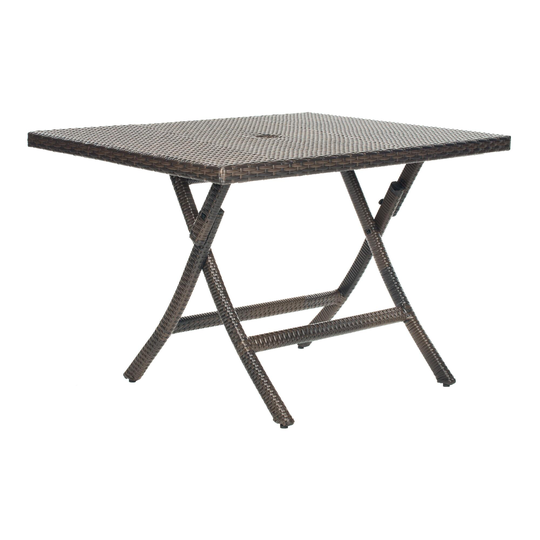 Square All Weather Wicker Chester Outdoor Patio Folding Table: Brown - Metal by World Market