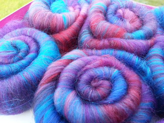 Sweet Rolls - Rolags Hand Blended For Spinning 1 Oz Increments Arabian Nights