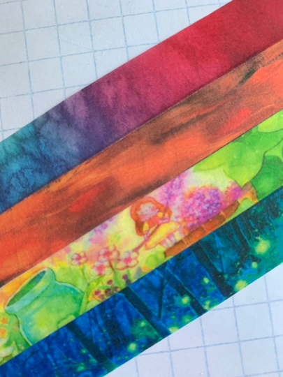 Watercolors, Enchanted, Magical, Mystical, Forest, Fairy, Garden, Tie Dye, Washi Tape Samples