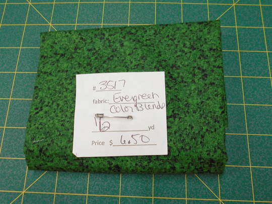 Fabric-1/2Yd Piece End Bolt #3517-Green Blender Fabric - Evergreen Color Blends -Colorworks-Quilting Treasures 1649 23528 Fj