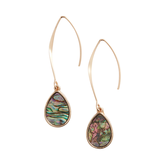 Gold Abalone Shell Teardrop Drop Earrings by World Market