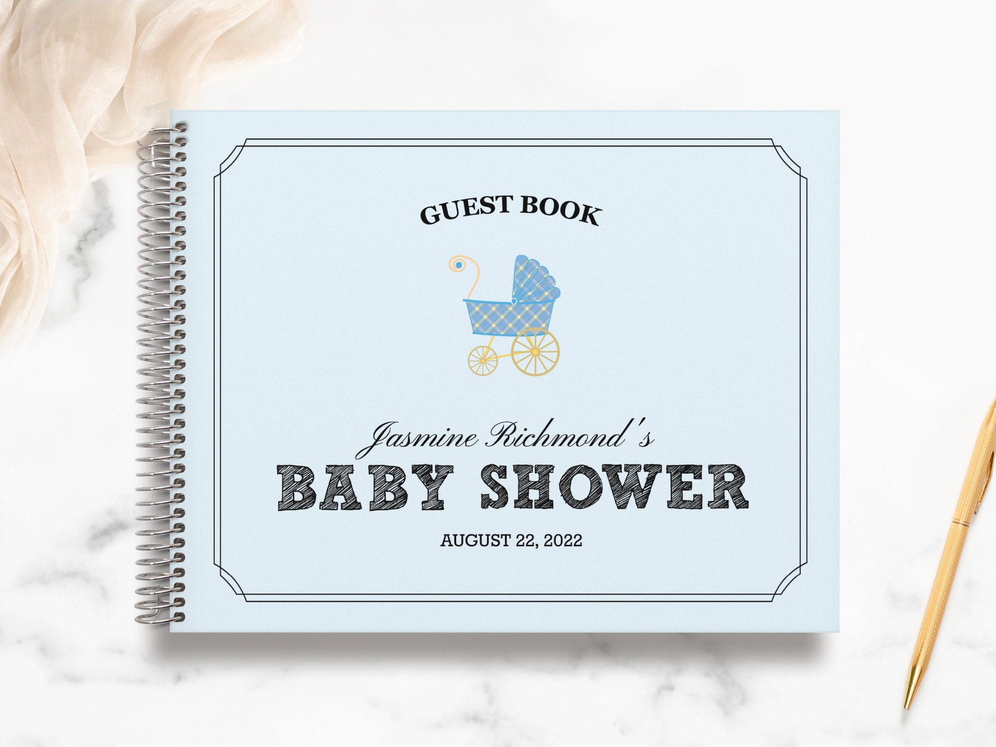 Baby Shower Guest Book | Guestbook Custom Personalized Registry Double Frame