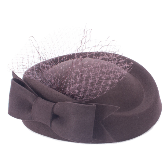 1Pcs Brown Womens Vintage Look 100% Wool Felt Veil Netting Fascinator Hat Cocktail Beret A584