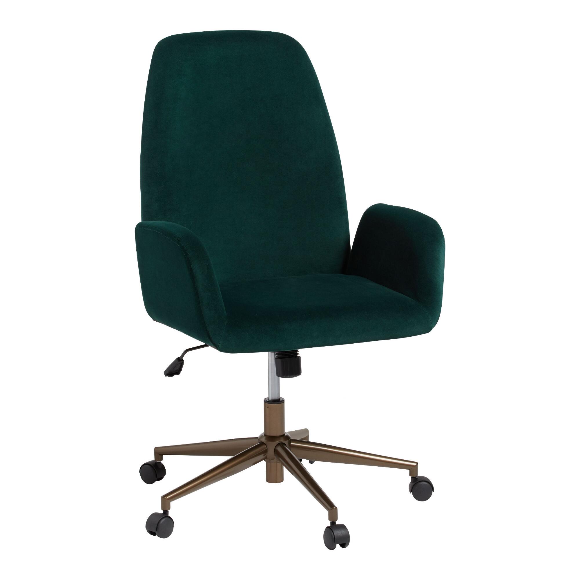 Dark Green Velvet Leighton Upholstered Home Office Chair by World Market