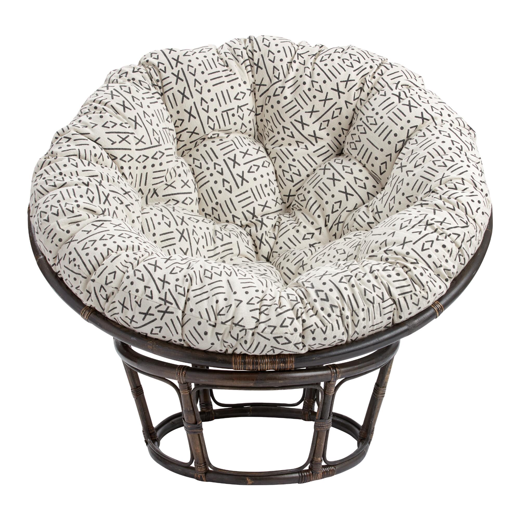 Black and Ivory Mud Cloth Papasan Chair Cushion by World Market