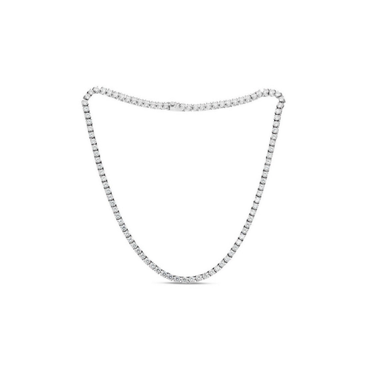 14K Solid White Gold 20" 33.9 Carat Diamond Necklace With 4mm Moissanite Tennis