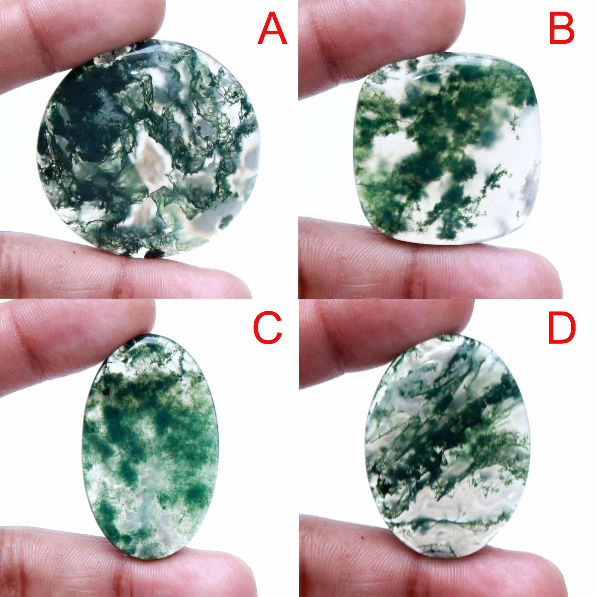 Natural Designer Green Moss Agate Cabochon Gemstone Aaa Quality Ring & Pendant Size Silver Jewelry Making Loose Diy Stones