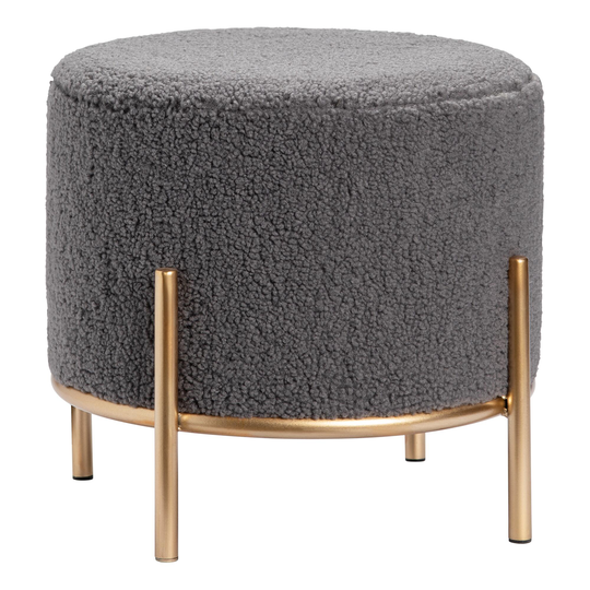 Round Sherpa Upholstered Stool: Natural by World Market