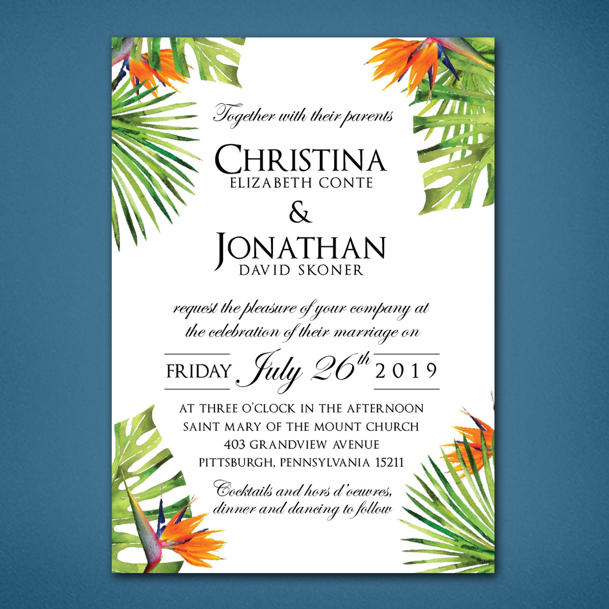 Birds Of Paradise Tropical Wedding Invitation Preliminary Design Listing