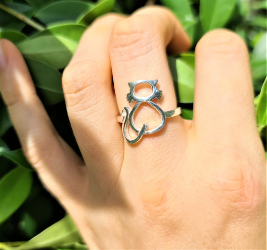 Cat Ring Stering Silver 925 Cute Dainty With Whiskers Silver Gift