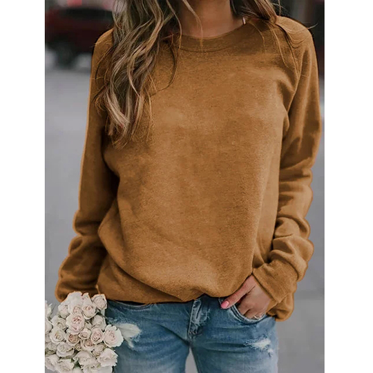 Long Sleeve Cotton-Blend Shirts & Tops - Camel, XL