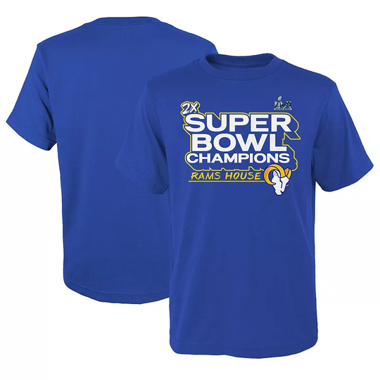 Youth Fanatics Branded Royal Los Angeles Rams Super Bowl LVI Champions Parade T-Shirt, Boy's, Size: YTH Large, Blue