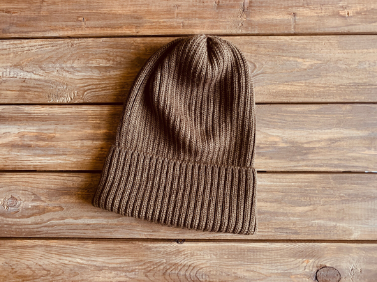 Slouchy Beanie, Merino Blend Hat, Classic Ribbed Beanie