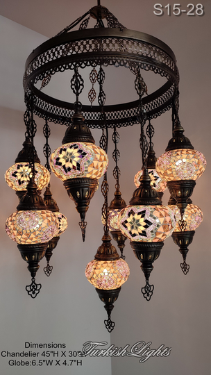 15 | M Globe Turkish Lamp Morocco Mosaic Hanging Ceiling Pendant Light Fixture Chandelier Lighting Freeshipping, 40" | Medium