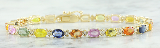 Sapphire & Diamond Bracelet in 14K Yellow Gold