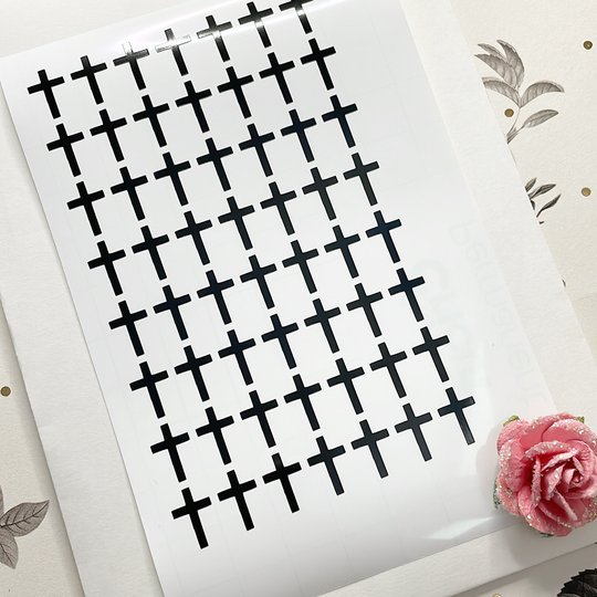 Tiny Cross Stickers, 14mm Vinyl Black Goth Faith Bible Planner Stickers