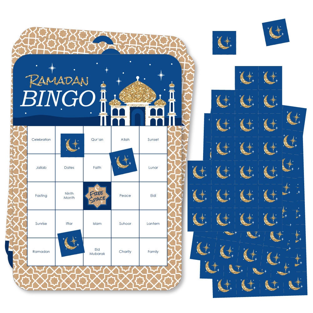 Ramadan - Bingo Cards & Markers Eid Mubarak Game Set Of 18