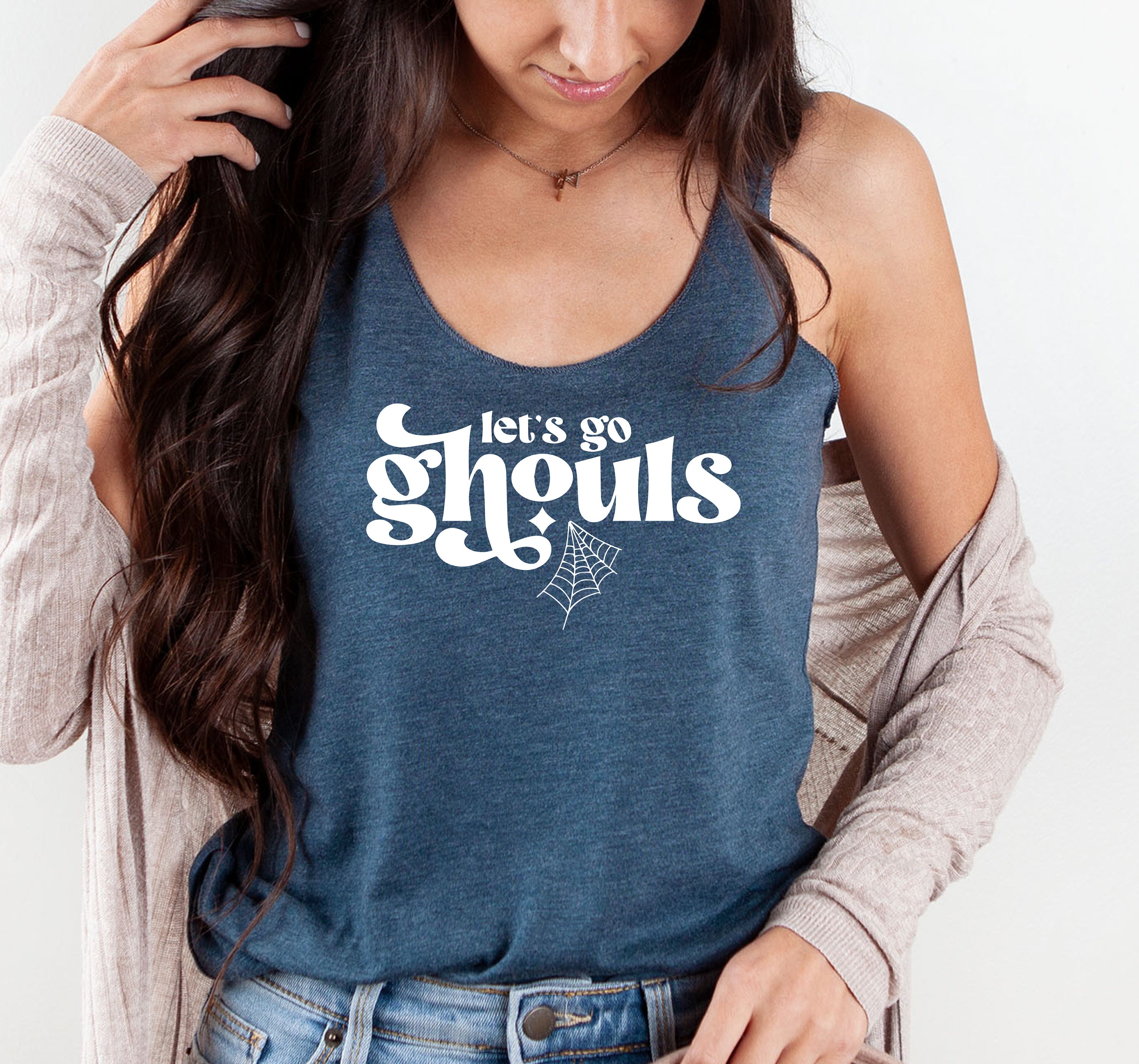 Womens Lets Go Ghouls Halloween Tank Top