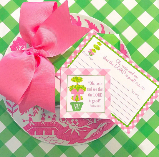 Pink Gingham Topiary Gift Tags