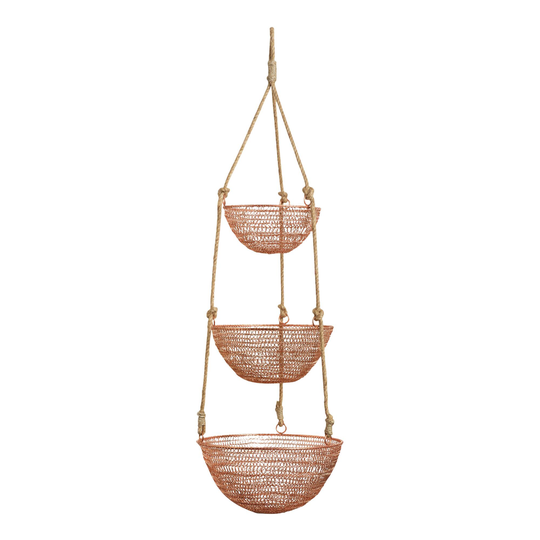 Copper And Jute Rope 3 Tier Hanging Basket by World Market