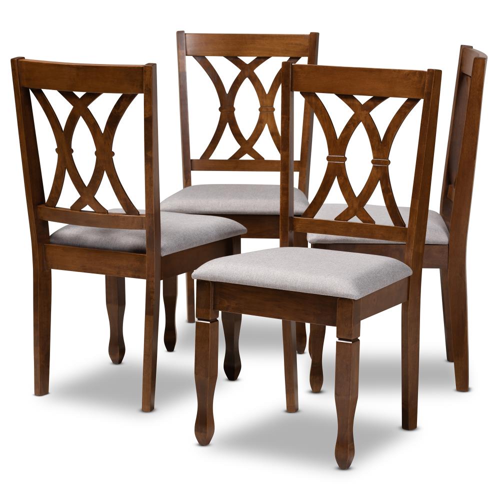 Baxton Studio Set of 4 Augustine Contemporary/Modern Polyester/Polyester Blend Upholstered Dining Side Chair (Wood Frame) in Gray | 165-4PC-9882-LW