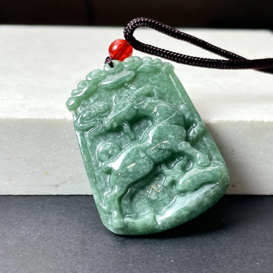Real Green Jade Goat Pendant, Chinese Zodiac Year Of Necklace, Sheep Lamb Charm, Personalized Engraved Named Luck Gift, Grade A Jadeite