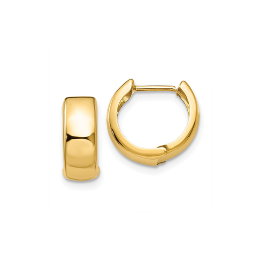 Solid 14K Yellow Gold Hinged Hoop Earrings 12 X12mm Gift Box Included