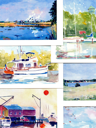 Chesapeake Bay Note Cards With Envelopes & Giclée Prints | Series 1. 6 Different 11x14 Matted Prints