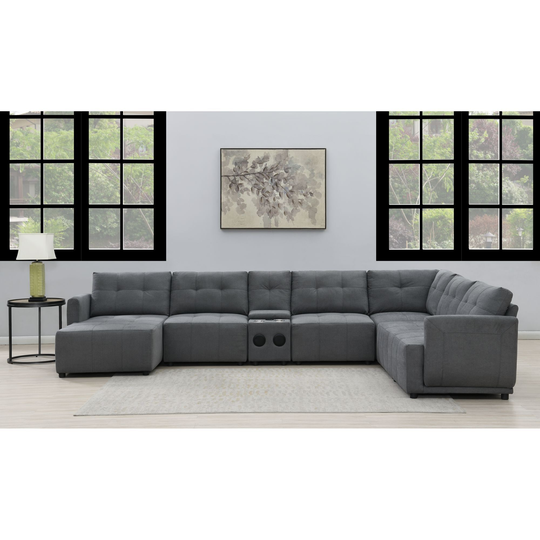 Picket House Furnishings Gianni Modern Charcoal Polyester/Blend Sectional in Green | UAI526LCSE7PC