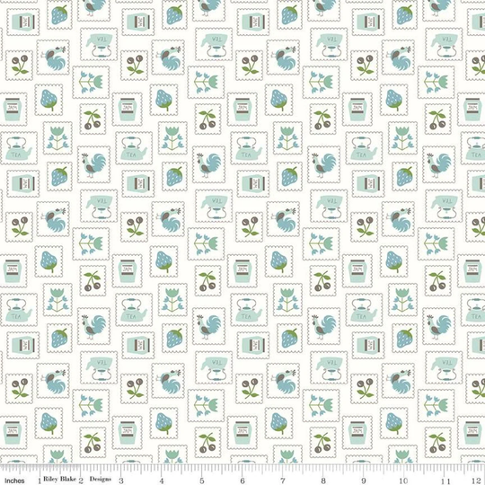 Cook Book Stamps Cottage By Lori Holt For Riley Blake Designs - End Of Bolt