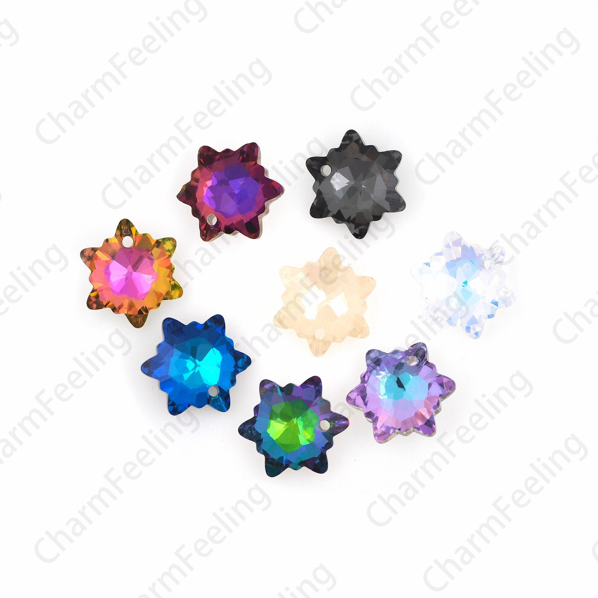 28 Crystal Pendants, Edelweiss 6748 Snowflake Necklaces, Ab, Multi-Size & Multi-Color Options