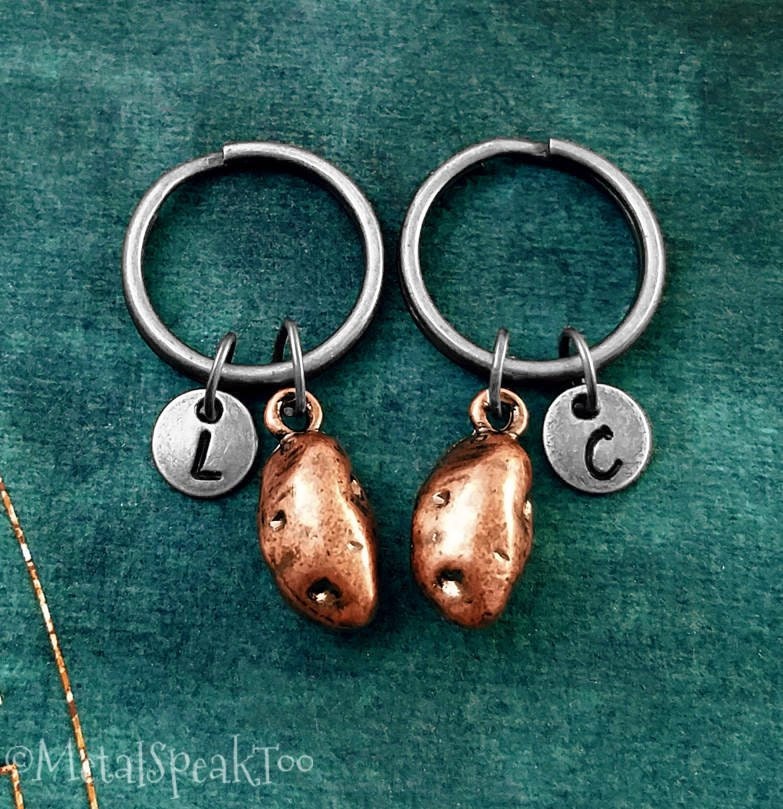 Sweet Potato Keychain Set Of 2 Small Copper Charm Keychains Potatoes Keyring Best Friend Friendship Gift Boyfriend