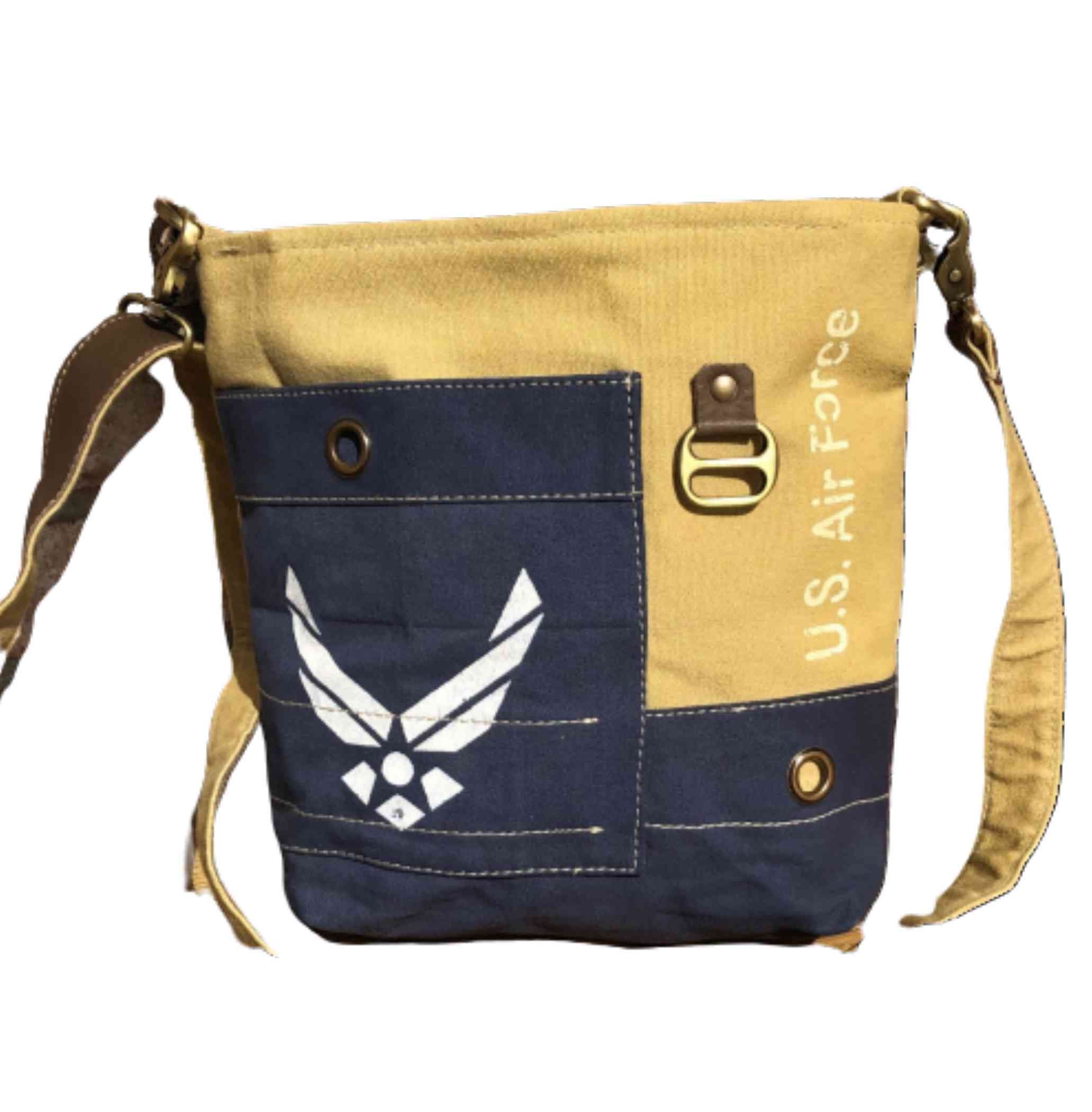 Upcycled Us Air Force Repurposed Military Canvas Crossbody Bag Recycled Tent Mom Wife Purse