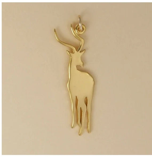 Gold Plated Male Ram Impala Charm Pendant