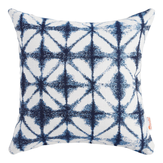 Sunbrella Indigo Tile Outdoor Patio Throw Pillow: Blue - Acrylic - 18" Square by World Market