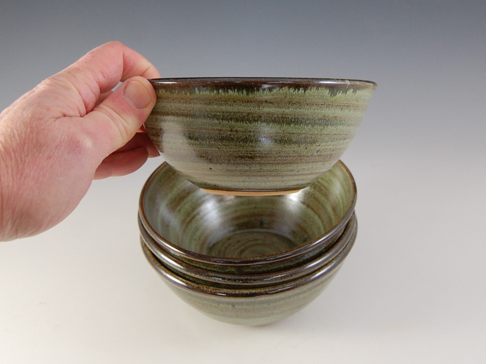 Rustic Forest Handmade Stoneware Pottery Soup, Cereal, Salad, Rice, Pasta, Soup Bowls Go From Oven To Table. Apx 6.38 Wide X 2.5 Deep"