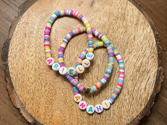 Funfetti Kids Bracelet, Heishi Name Toddler Stocking Stuffer, Friendship Bracelet